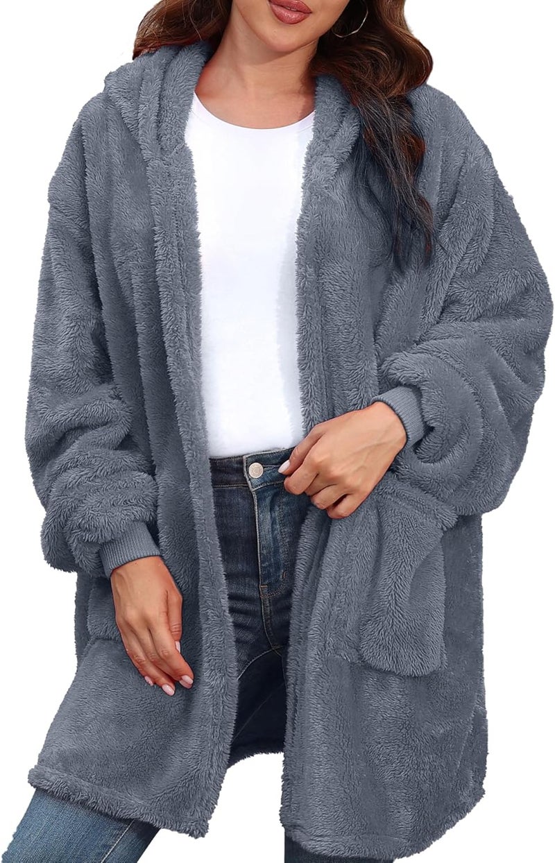 Argstar Hooded Cardigan for Women and Men, Oversized Sweatshirt Fuzzy Fleece Blanket Hoodie Jacket - One Size Fits All - Image 1